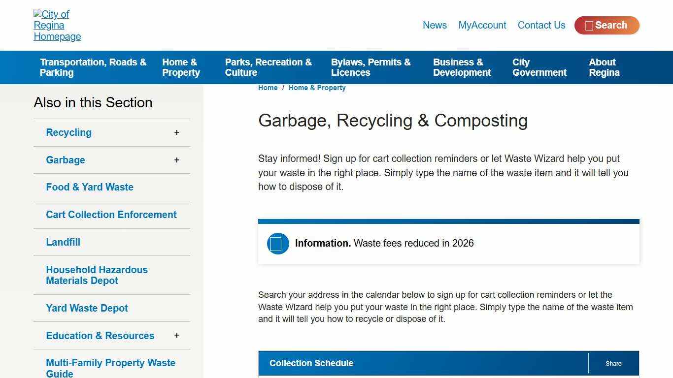 City of Regina Garbage, Recycling & Composting